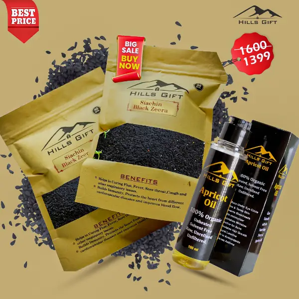 Apricot Oil and Siachen Black Cumin (Kala Zeera) - Bundle Pack